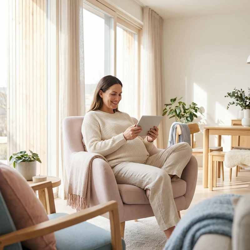 Mujer embarazada planificando su parto con confianza